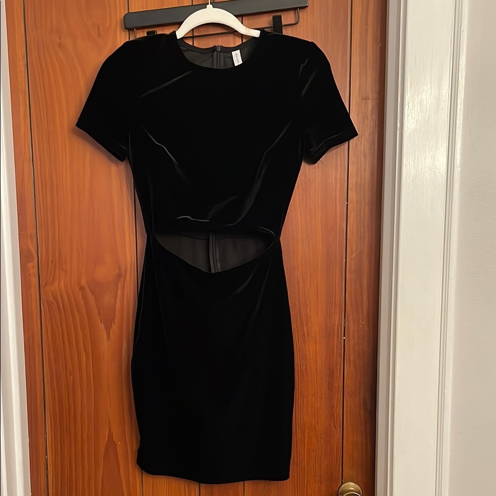 Black velvet Cut-Out mini Dress